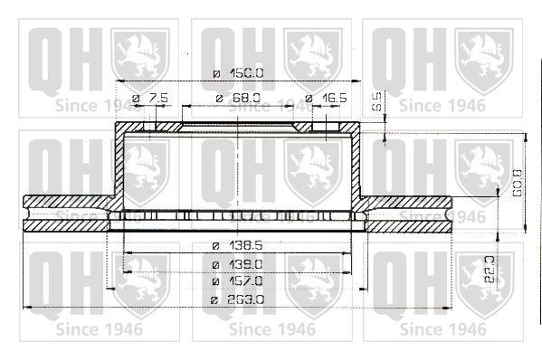 QUINTON HAZELL BDC3457: Brzdový kotouč R: 263mm, větráno, R: 263mm