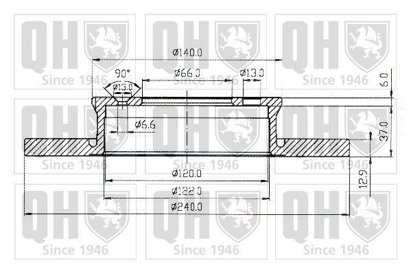 QUINTON HAZELL BDC3470: Δισκόπλακα Ø: 240mm, πλήρες, Ø: 240mm