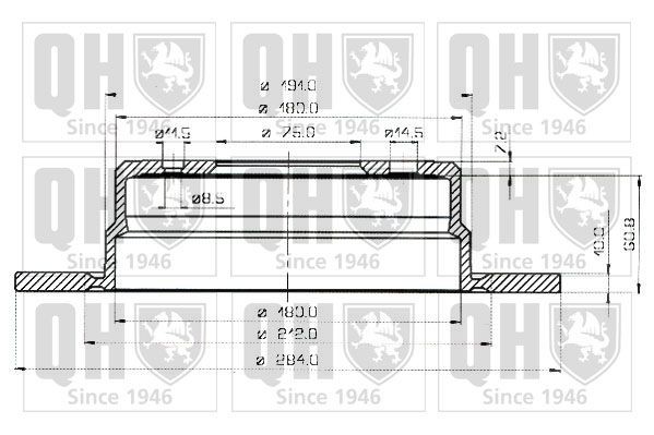 QUINTON HAZELL BDC3479: Stabdžių diskas Ø: 284mm, visiškai, Ø: 284mm