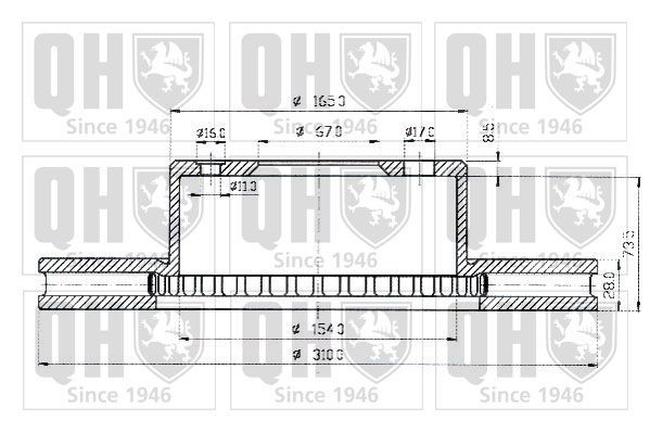 QUINTON HAZELL BDC4323: Piduriketas Ø: 310mm, õhutusega, Ø: 310mm