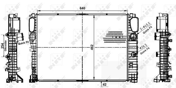 NRF 53979: Radiatorius, variklio aušinimas Aliuminis