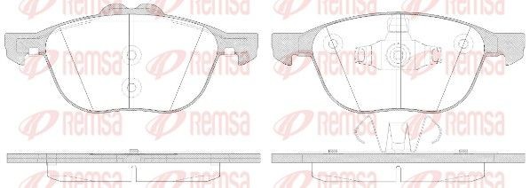 REMSA 1082.50 Bremsbeläge Vorderachse, mit Zubehör, mit Feder, mit Klebefolie