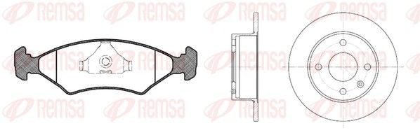 REMSA 8119.00: Pidurikomplekt, ketaspidur Esisild, Ø: 240mm, täis