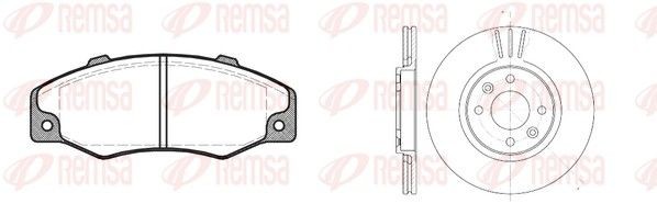 REMSA 8220.01: Pidurikomplekt, ketaspidur Esisild, Ø: 265mm, õhutusega