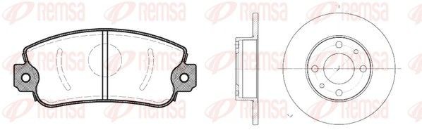 REMSA 8372.00: Kit de discos de freno y pastillas Eje delantero, Ø: 227mm, macizo