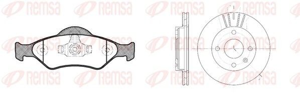 REMSA 8765.00: Pidurikomplekt, ketaspidur Esisild, Ø: 240mm, õhutusega