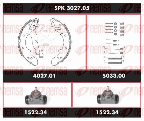 REMSA SPK 3027.05: Kit frenos, disco de tambor Eje trasero, con cilindro de freno de rueda, Super Precision Kit