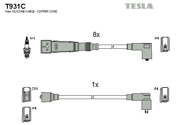 TESLA T931C: Uždegimo laido komplektas