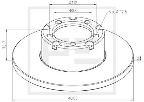 PETERS ENNEPETAL 016.285-00A: Piduriketas ees, Ø: 280mm, täis, Ø: 280mm
