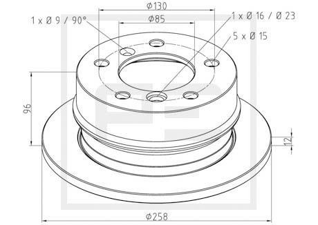 PETERS ENNEPETAL 016.290-00A: Stabdžių diskas galinis, Ø: 258mm, visiškai, Ø: 258mm
