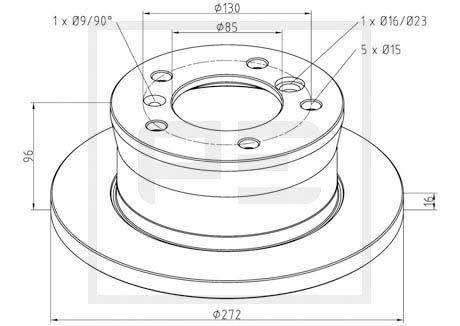 PETERS ENNEPETAL 016.292-00A: Piduriketas taga, Ø: 272mm, täis, Ø: 272mm