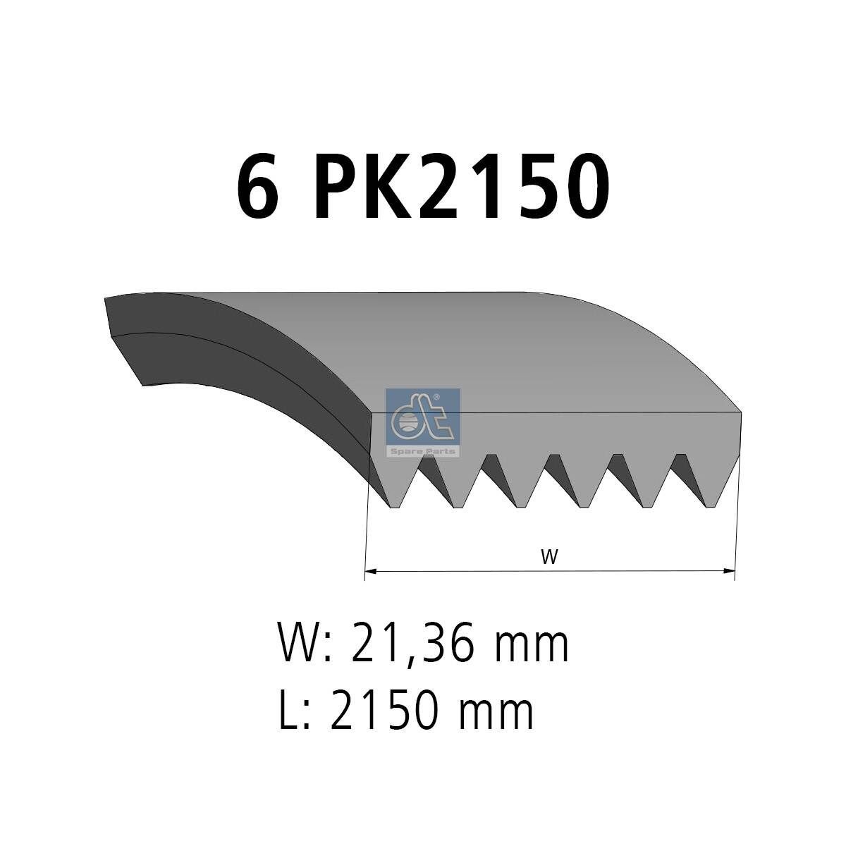 DT Spare Parts 4.81426: Curea transmisie cu caneluri 2150mm, Numar nervuri: 6