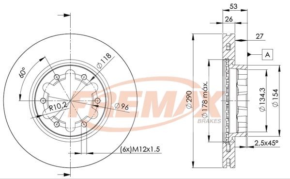 FREMAX BD-6031: Piduriketas Ø: 290mm, õhutusega, Ø: 290mm, kaetud, Premium Black Carbon +
