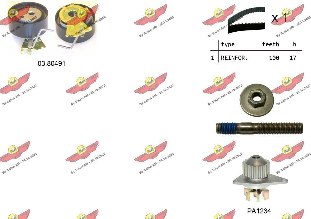 AUTOKIT 04.5047PA: Zobsiksnas komplekts Zobu skaits: 100, ar siksnu