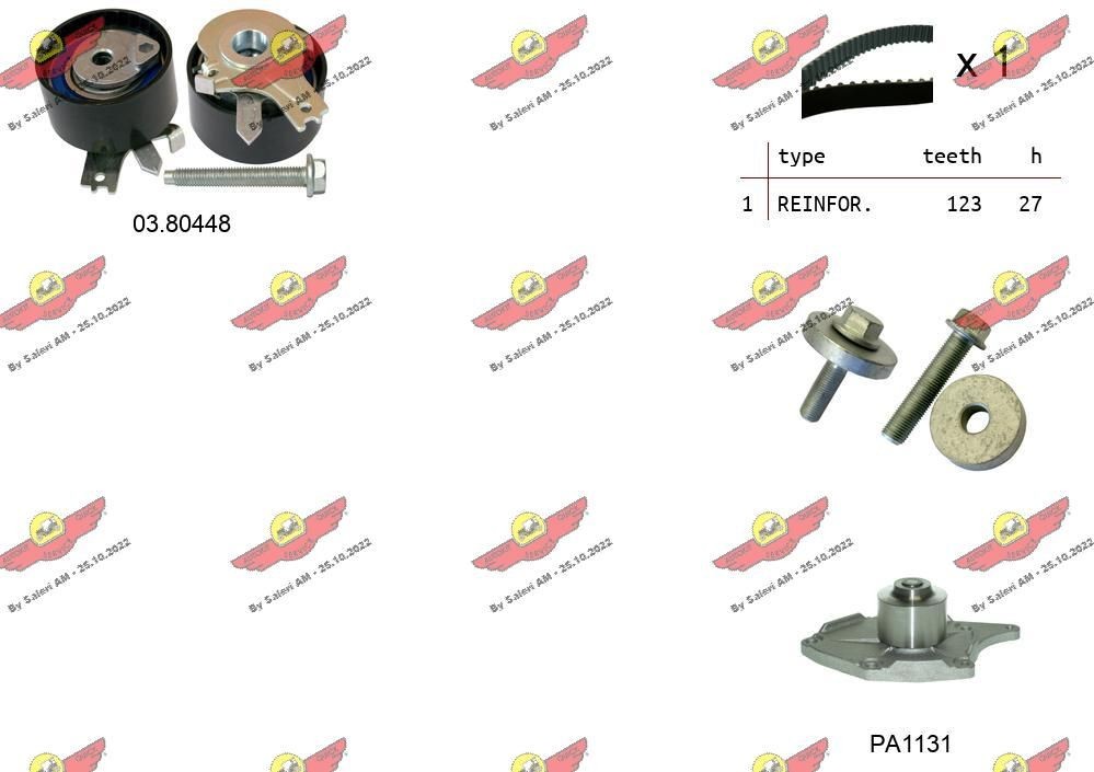 AUTOKIT 04.5052PA: Zobsiksnas komplekts Zobu skaits: 123, ar siksnu