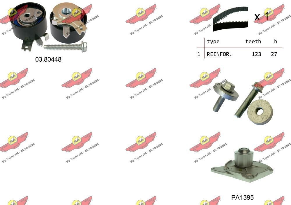 AUTOKIT 04.5052PA2: Zobsiksnas komplekts Zobu skaits: 123, ar siksnu