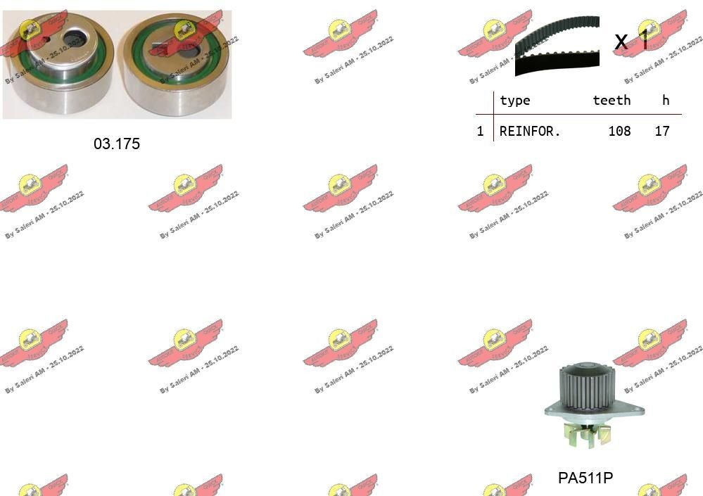 AUTOKIT 04.5307PA: Kit cinghia di distribuzione N° denti: 108, con cinghia