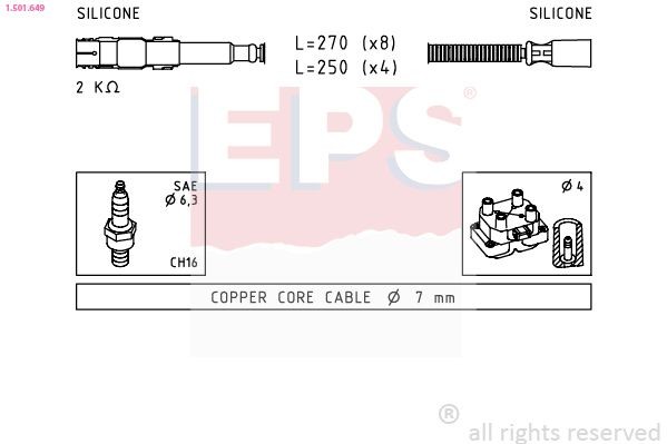 EPS 1.501.649: Uždegimo laido komplektas Made in Italy - OE Equivalent