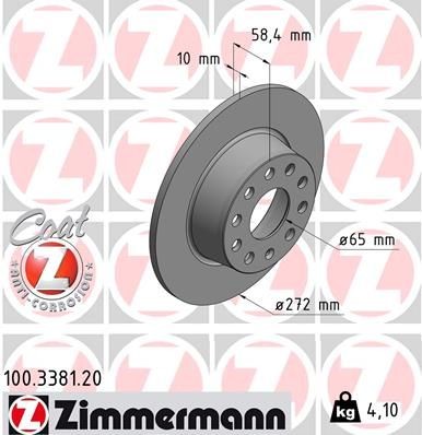 ZIMMERMANN 100.3381.20: Disco de freno Ø: 272mm, macizo, Ø: 272mm, revestido COAT Z