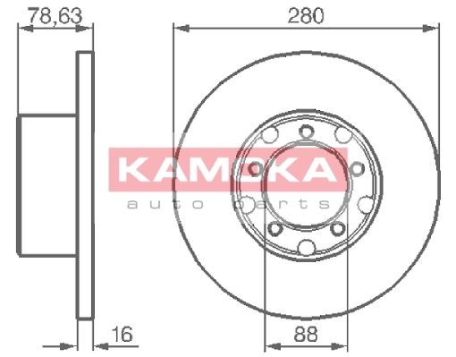 KAMOKA 103190: Piduriketas Esisild, Ø: 280mm, täis, Ø: 280mm