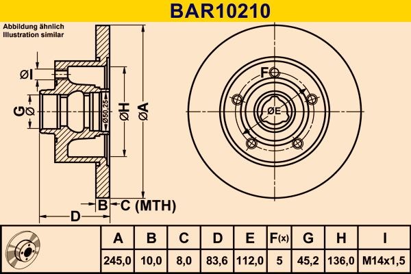 Barum BAR10210: Piduriketas Ø: 245,0mm, täis, Ø: 245,0mm, ilma rattalaagrita, ilma ABS- anduriteta