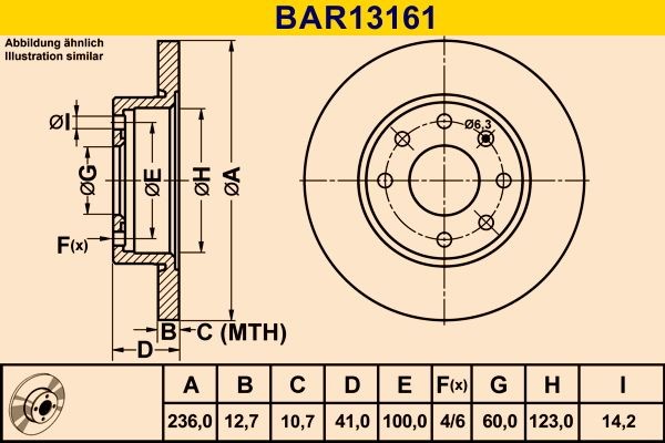 Barum BAR13161: Piduriketas Ø: 236,0mm, täis, Ø: 236,0mm