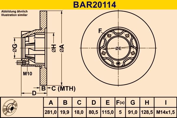 Barum BAR20114: Piduriketas Ø: 281,0mm, täis, Ø: 281,0mm
