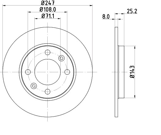 Barum BAR08106: Disc de frână Ř: 247,0mm, plin, Ř: 247,0mm