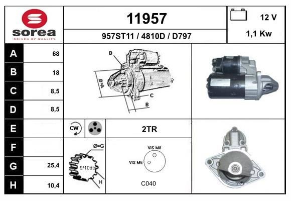 EAI 11957: Motorino avviamento 1,1KW