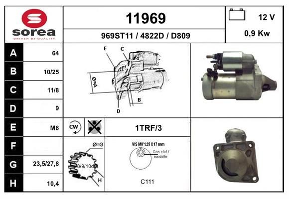 EAI 11969: Motorino avviamento 0,9KW
