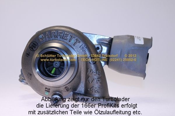 SCHLÜTTER TURBOLADER 166-00068: Turbosuflantă cu material de atașare/fixare, cu conducta alimentare ulei, PROFI KIT - with org. NEW GARRETT Turbo