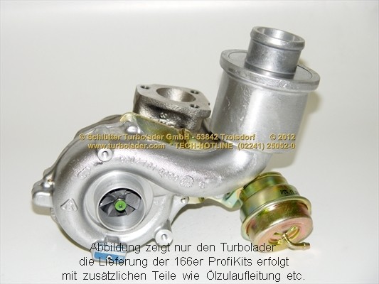 SCHLÜTTER TURBOLADER 166-01051: Turboaggregat med påbyggnads-/fästmaterial, med oljetilledning, END of LIFE PROFIKIT - Borg Warner REMAN TURBO