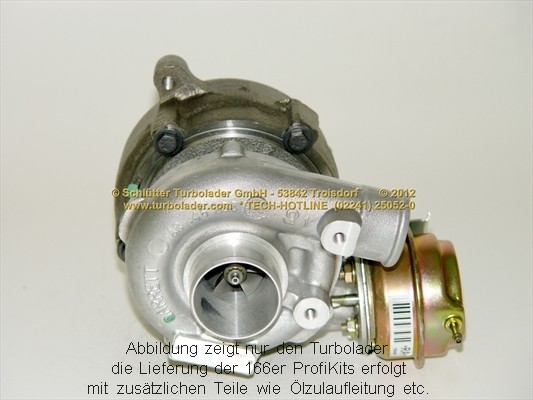SCHLÜTTER TURBOLADER 166-04021EOL: Turboaggregat med påbyggnads-/fästmaterial, med oljetilledning, med extrafilter för vevhusventilation, END of LIFE PROFIKIT PLUS - original GARRETT REMAN Turbo