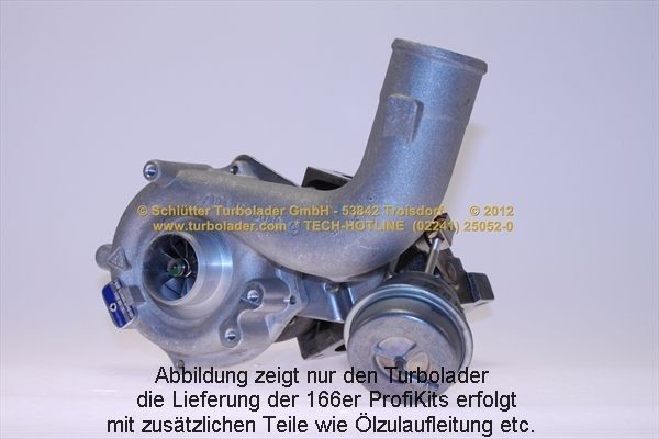 SCHLÜTTER TURBOLADER 166-06060: Turboaggregat med påbyggnads-/fästmaterial, med oljetilledning, PROFI KIT - with NEW org. BorgWarner Turbocharger