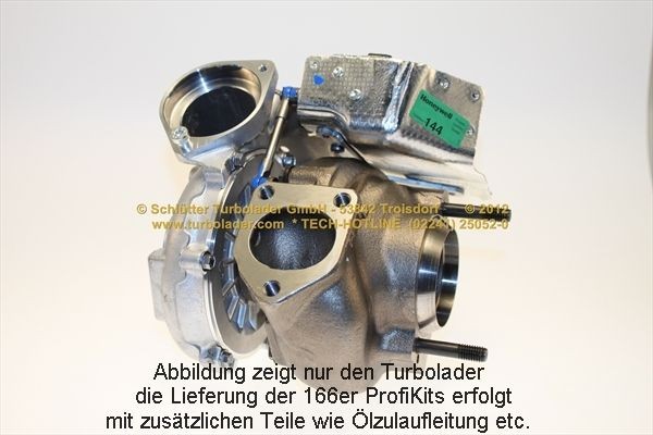 SCHLÜTTER TURBOLADER 166-09281: Turboaggregat med påbyggnads-/fästmaterial, med oljetilledning, med extrafilter för vevhusventilation, PROFI PLUS - with new org. GARRETT Turbocharger