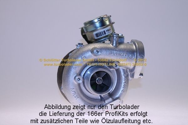 SCHLÜTTER TURBOLADER 166-09295: Turboaggregat med påbyggnads-/fästmaterial, med oljetilledning, PROFI KIT - with org. NEW GARRETT Turbo
