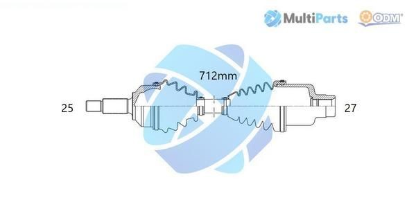 ODM-MULTIPARTS 18-293050: Полуоска 712mm