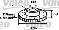 VALEO 186116: Bremsscheibe Vorderachse, Ø: 255mm, Belüftet, Ø: 255mm