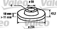 VALEO 186299: Disc de frână punte fata, Ř: 214mm, plin, Ř: 214mm