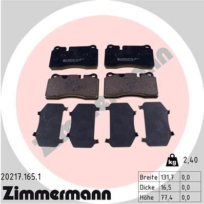 ZIMMERMANN 20217.165.1: Piduriklotsid Foto vastab tarnekomplektile