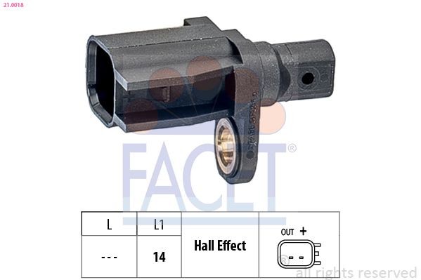FACET 21.0018: Датчик, обороти на колелото Made in Italy - OE Equivalent