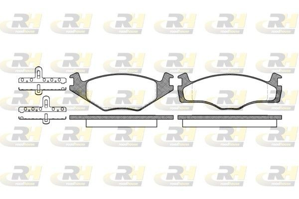 ROADHOUSE 2171.00: Sada brzdových destiček, kotoučová brzda přední osa, s příslušenstvím, s pružinou, s lepicí fólií