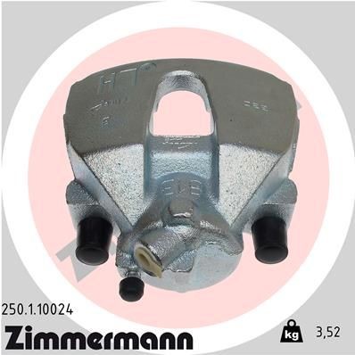 ZIMMERMANN 250.1.10024: Bremžu suports Priekšējais tilts pa kreisi, bez kronšteina
