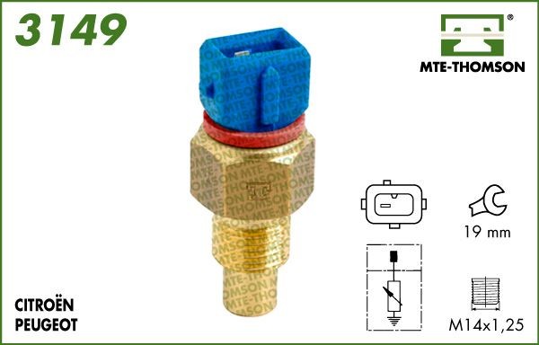 MTE-THOMSON 3149: Sensor, kølevæsketemp. M14 X 1.25