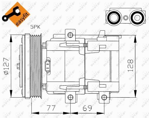 NRF 32061: Kliimakompressor PAG-kompressoriõliga, koos rõngastihendiga, EASY FIT