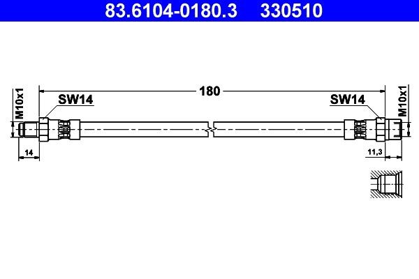 ATE 83.6104-0180.3: Stabdžių žarnelė 180mm