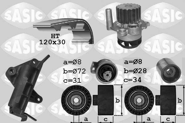 SASIC 3906021: Kit cinghia distribuzione, pompa acqua
