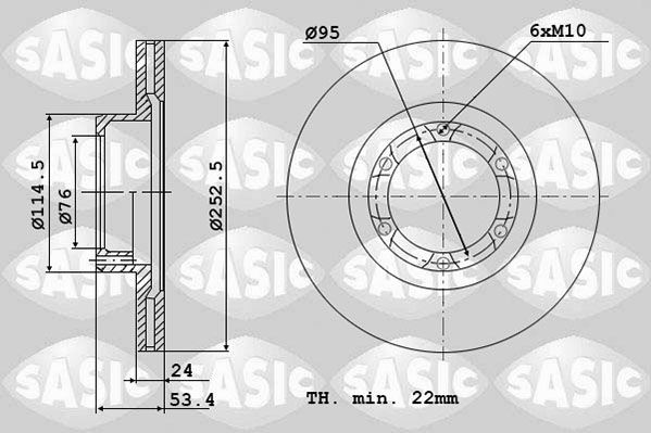 SASIC 4004249J: Piduriketas Esisild, Ø: 252mm, õhutusega, Ø: 252mm