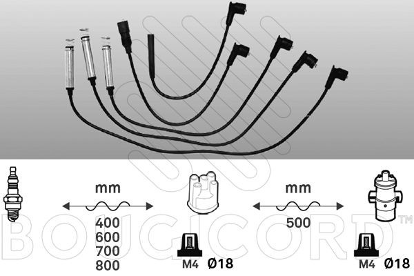 EFI AUTOMOTIVE 4112: Augstsprieguma vadu komplekts EFI - BOUGICORD 400mm