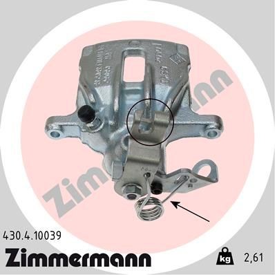 ZIMMERMANN 430.4.10039: Bremžu suports Aizm. tilts labajā pusē, bez kronšteina